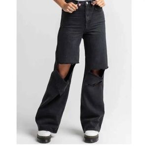 Bdg Jeans Bdg Urban Outfitters Black Wash Puddle Super High Waist Wide L…